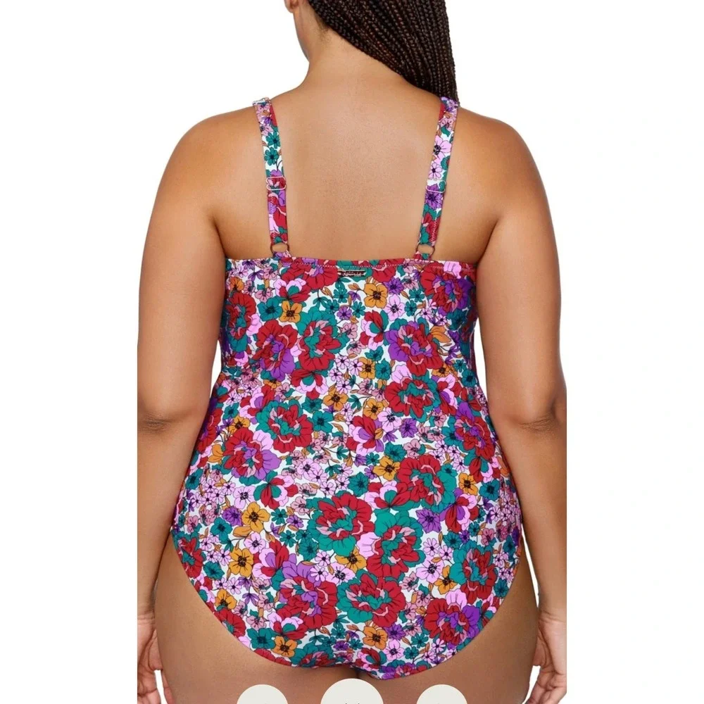 Raisins‎ Curve Muna Floral One Piece Swimsuit Full Coverage Multicolor 22W